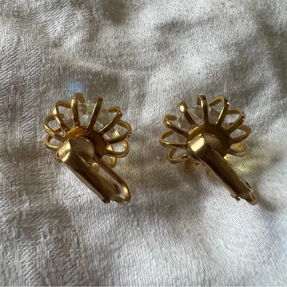 Rhinestone clip on earrings vintage